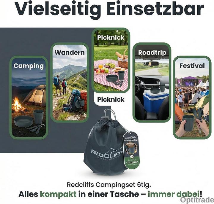 Actual product image Redcliffs Camping crockery set with transport bag