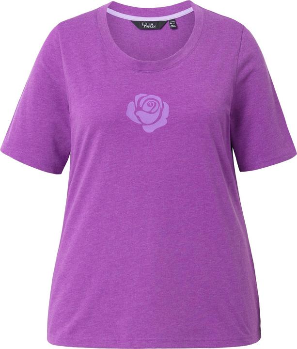 Image du produit Ulla Popken T-shirt motif rose, coupe Classic, col rond et manches courtes (50, 52)