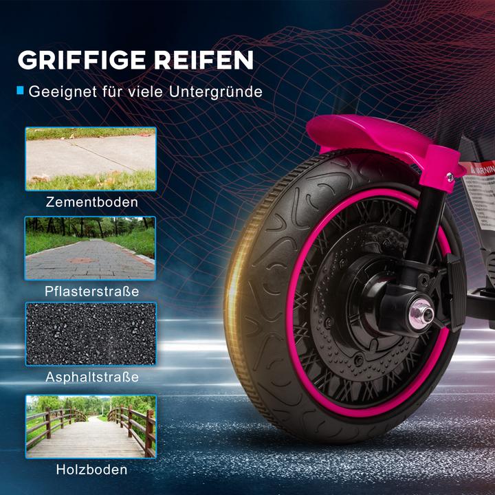 Actual product image Swisshandel24 Children's electric motorbike, 2 removable training wheels, 1.5-3 km/h, for 1.5-3 years Pink (6 V)