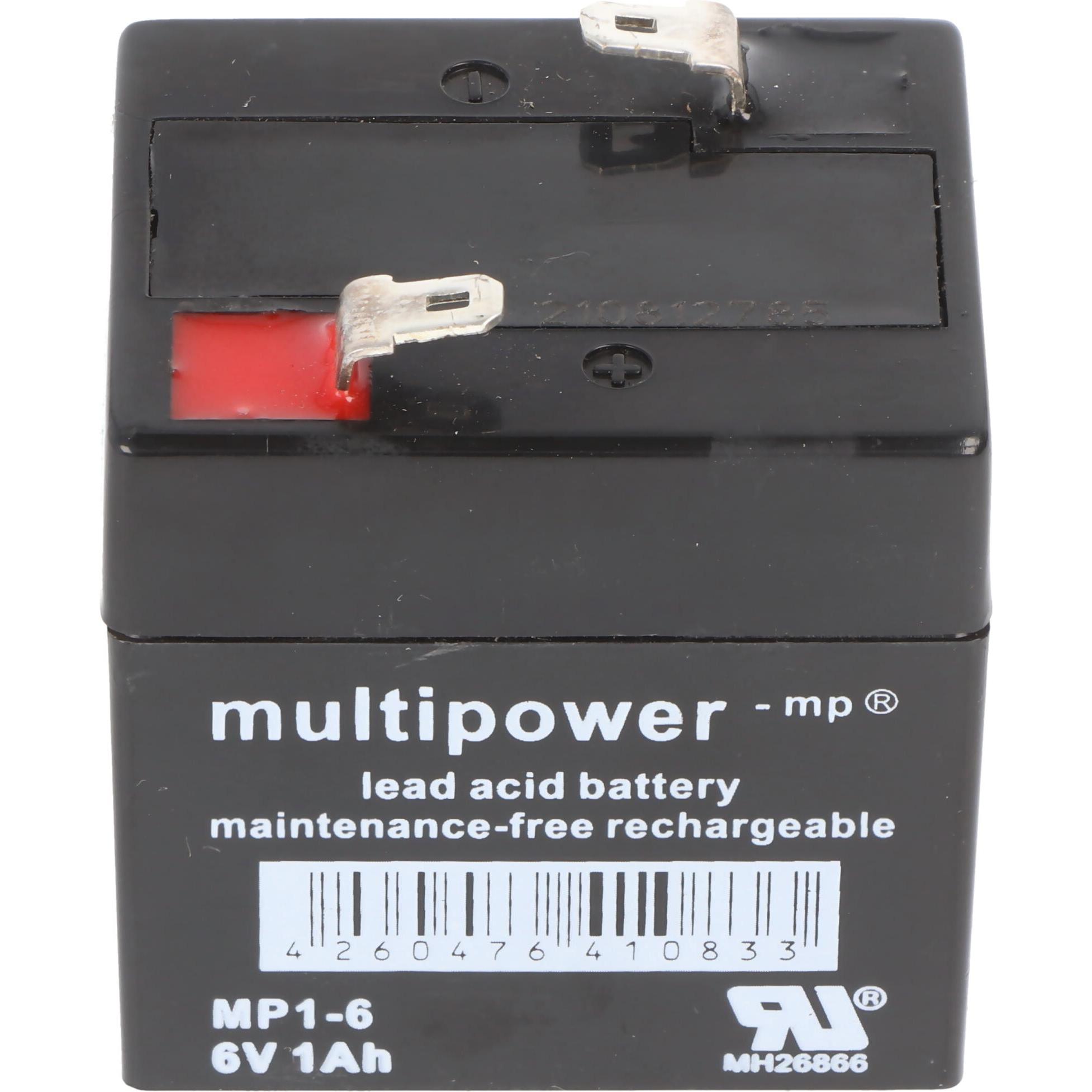 Thumbnail - Multipower, Batterieladegerät, MP1-6 Akku PB Blei, 6 Volt 1000mAh, Anschluss 4,8m (6V)