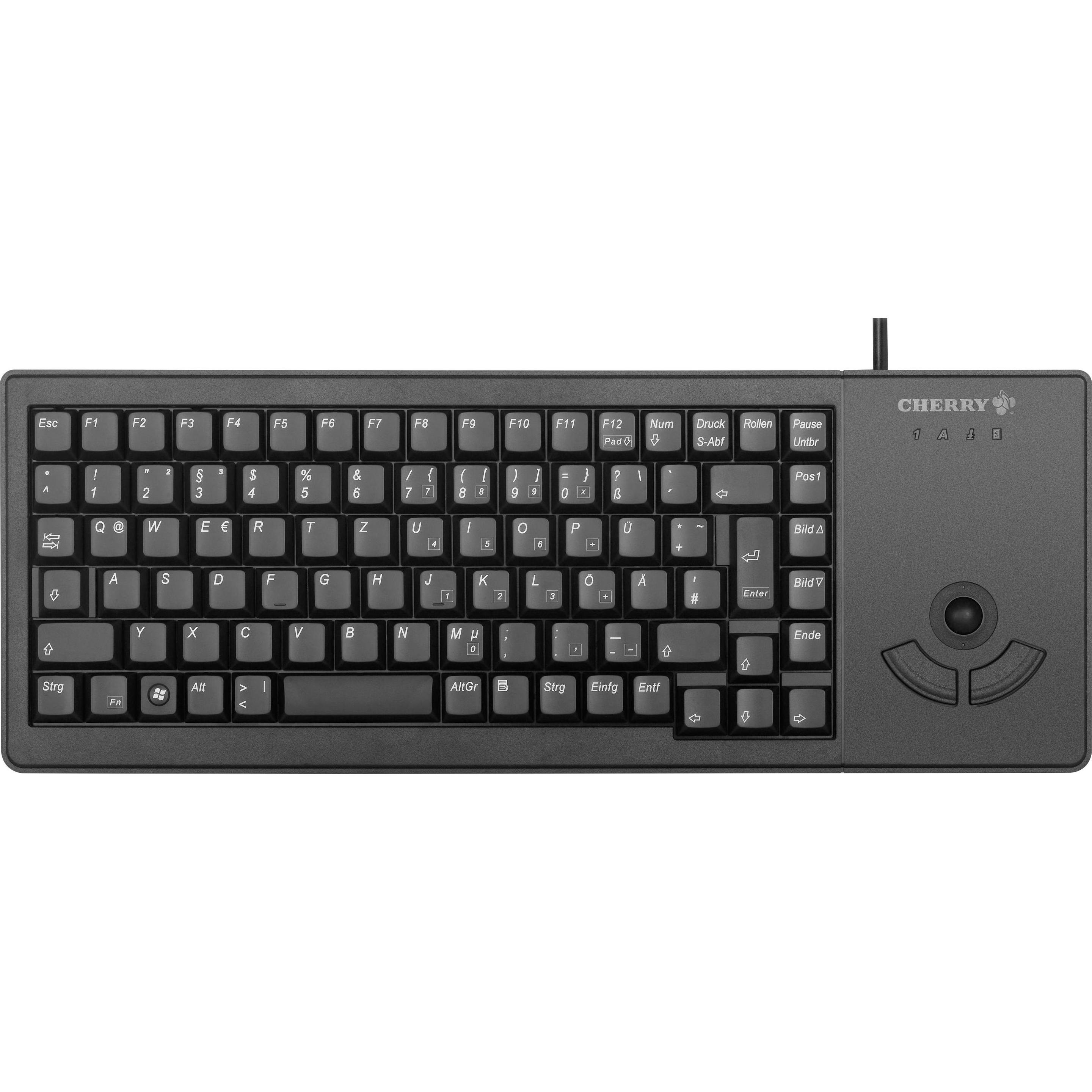CHERRY Tastiera XS con trackball USB TEDESCO (Germania, Cablato), Tastiera, Nero