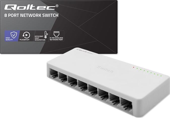 Image du produit Qoltec Netzwerk SWITCH 8xRJ45 Port 1000Mbps LAN (8 ports)