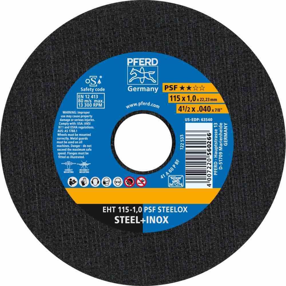 Pferd, Sägeblatt, Trennscheibe EHT 115-1,0 PSF STEELOX INOX A60 P, Ø 115 mm, Stärke 1,0 mm, PSF Steelox