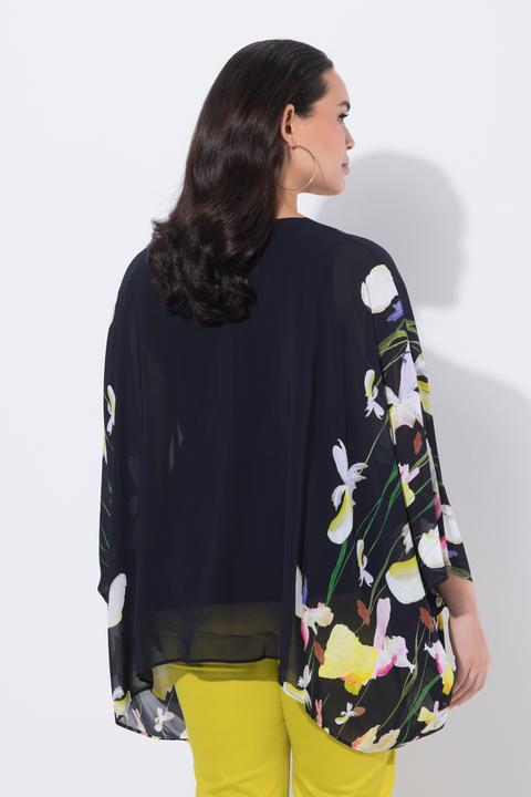 Actual product image Ulla Popken Iris Print Layered Chiffon Blouse (60)