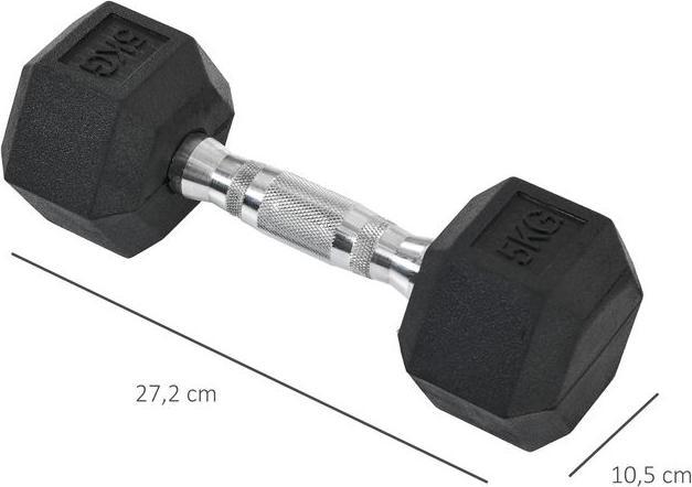 Produktbild Swisshandel24 Hexagon Kurzhanteln 2er Set 2 x 5 KG Gusseisen Hanteln Kurzhantelset Gewichte Metall Gummi schwarz (2 x 5 kg)