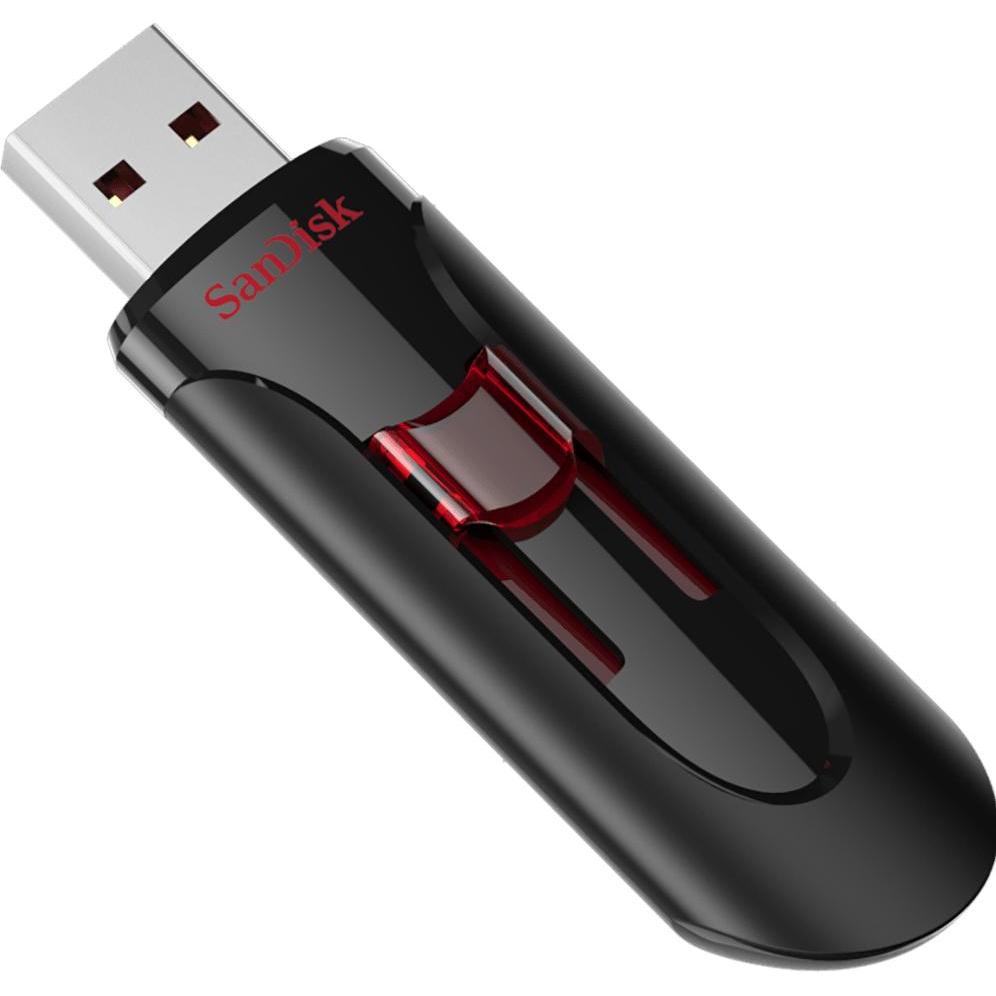 SANDISK Cruzer Glide CZ600 USB memory stick, 16GB, USB 3.0 (16 GB, USB-A), Chiavetta USB, Nero, Rosso