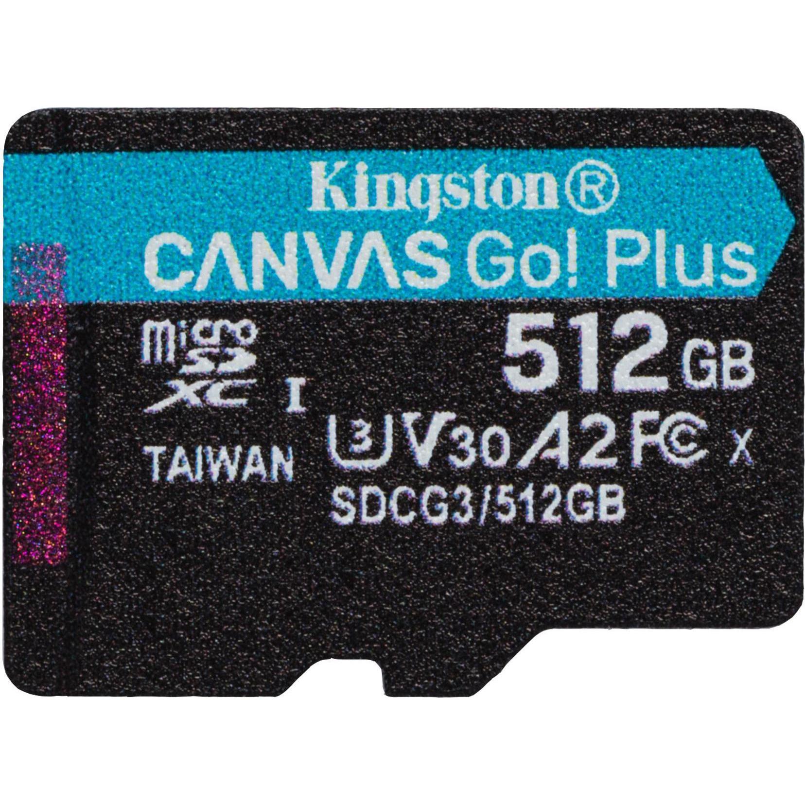 Kingston Canvas Go Plus (512 GB, microSDXC, U3, UHS-I), Speicherkarte, Schwarz