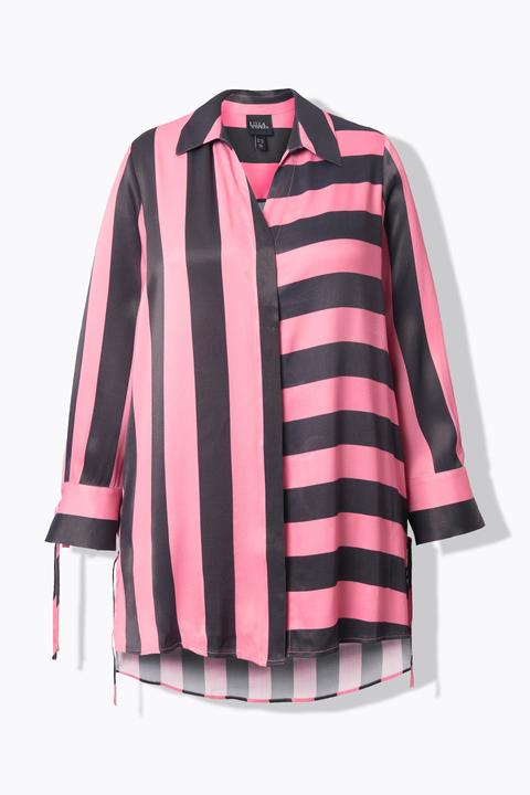 Actual product image Ulla Popken Mixed Stripe Button Front Tunic Blouse (62)