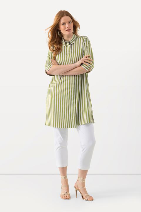 Produktbild Ulla Popken Longbluse, Streifen, A-Linie, Hemdkragen, 3/4-Arm (46, 48)