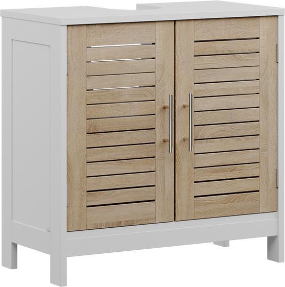 Produktbild Vicco Waschbeckenunterschrank Looma, Weiss/Eiche, 60 x 60 cm mit 2 geschlossenen Fächern (60 x 29.60 x 60 cm)