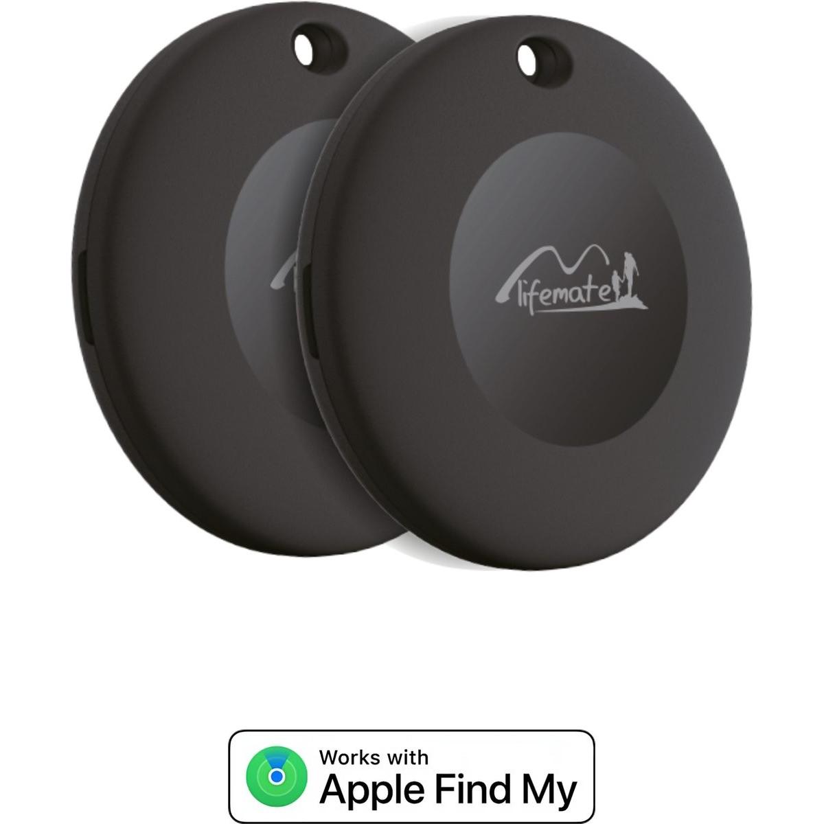 Lifemate Life Tag - Apple Find My / Zoek Mijn - 2 Pack - AirTag Alternatief (LM-LT-2P) (Apple, iOS), Localizzatore GPS, Nero
