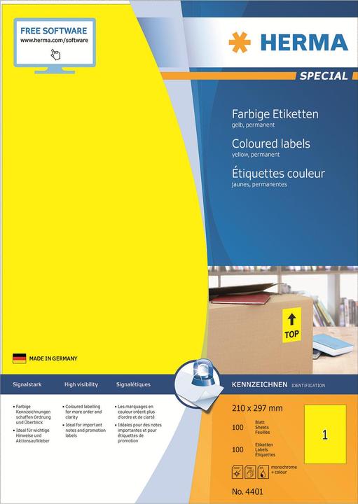 Produktbild HERMA Farbige Etiketten A4