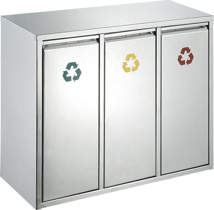 Productafbeelding ReinigungsBerater Afvalsorteersysteem voor recyclebare materialen 3x8 L van roestvrij staal (mat) met drie kunststof (8 l)