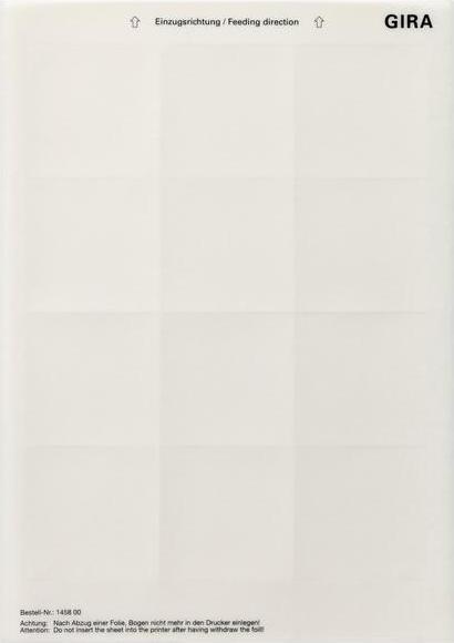 Actual product image Gira Labelling sheets 62 x 62 mm Accessories 145800