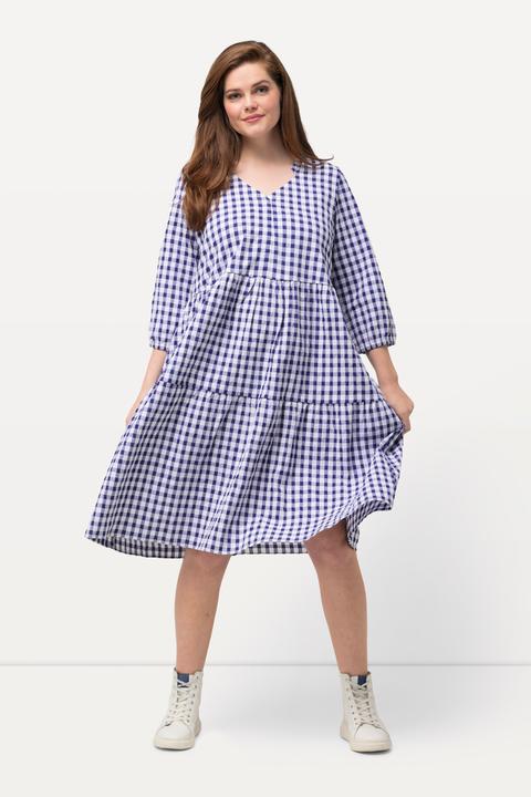 Produktbild Ulla Popken Tunika-Midikleid, Bubble-Qualität, V-Ausschnitt, 3/4-Arm (54)