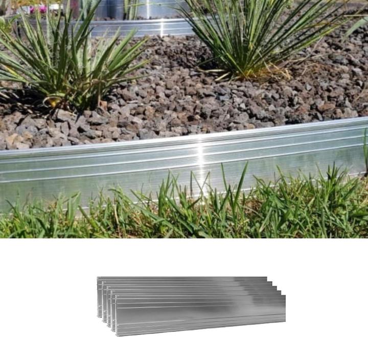 Actual product image Green Split Set of 5 ultra-strong aluminium lawn edging 10cm x 2m (10m long) | bed edging | bed border | bed (200 cm)