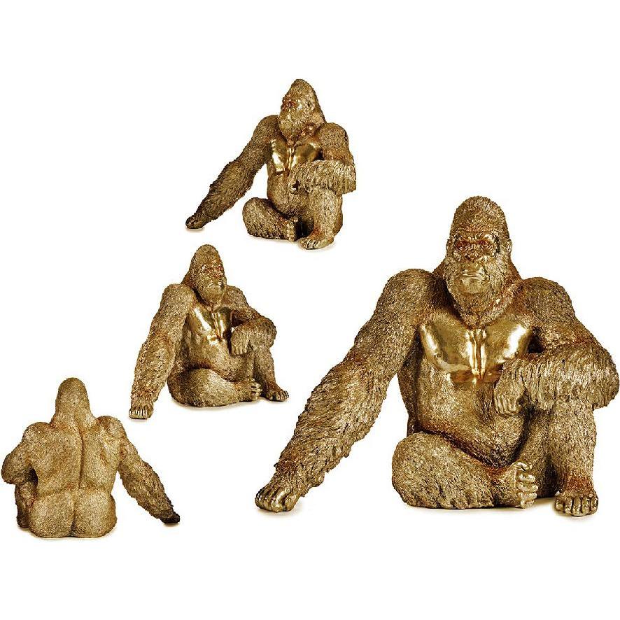 Giftdecor, Deko Objekt, goldener sitzender Gorilla