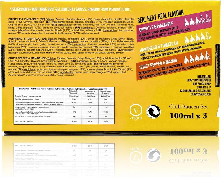 Valori nutrizionali e ingredienti Crazy Bastard Sauce Set (860 g)