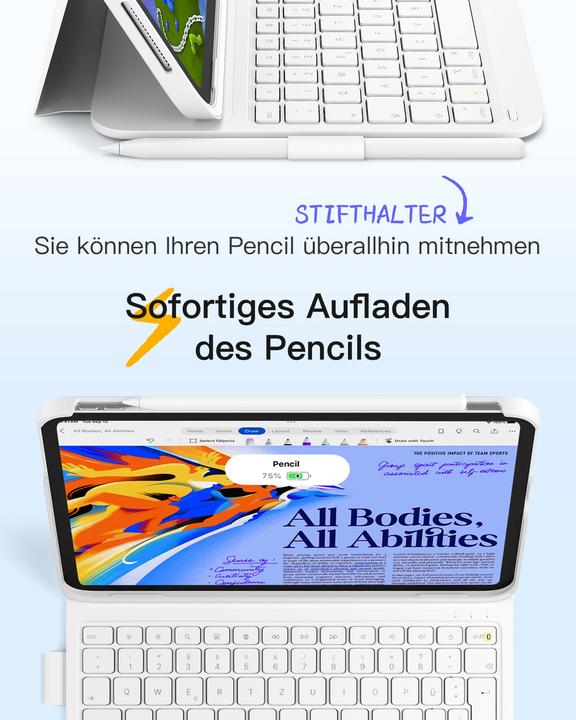 Actual product image Inateck Keyboard iPad 12,9"-13" QWERTZ white (DE)
