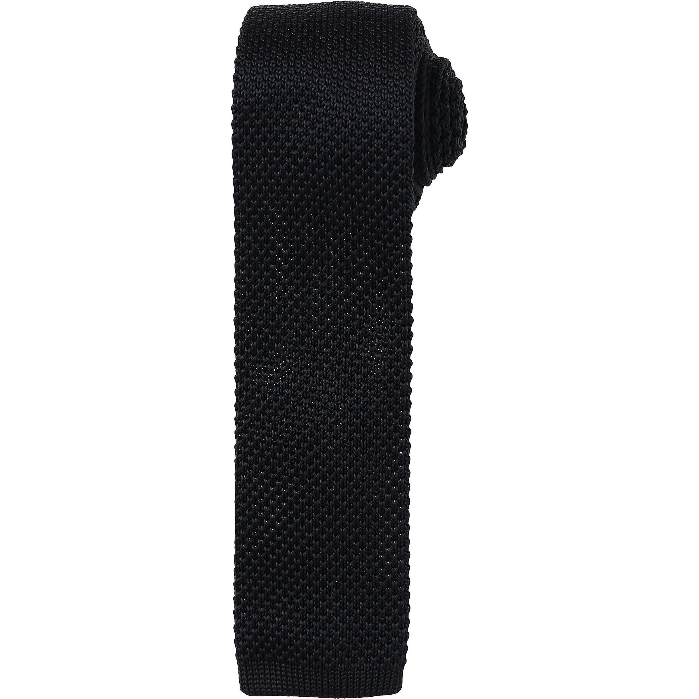 Premier, Krawatte + Fliege, Schmale gestrickte Krawatte, Schwarz