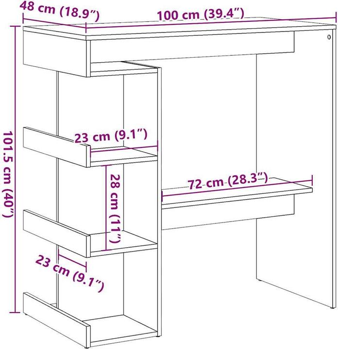 Produktbild vidaXL Bartisch mit Regal Artisan-Eiche 100x50x101,5 cm