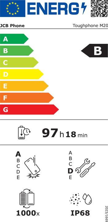 Energy Label JCB Toughphone MAX M20 (512 GB, Grey, 6.60", Dual SIM, 5G)