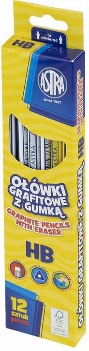 Produktbild Astra Graphitstift mit Radiergummi HB (12 Stück) (HB, 12x)