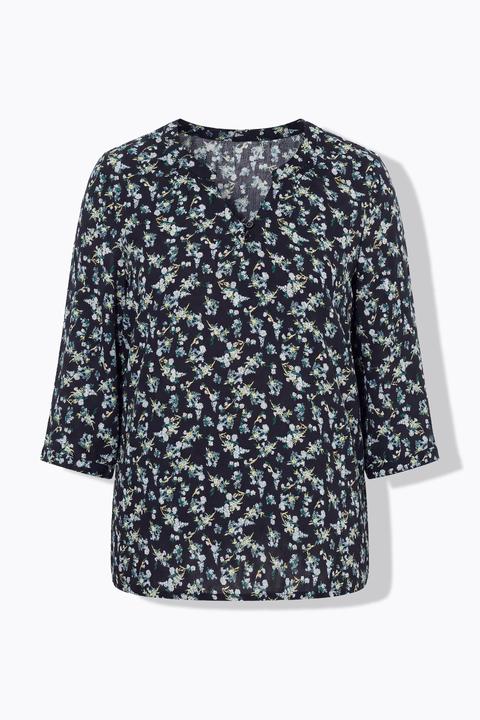 Actual product image Ulla Popken Soft Floral Modal Split Neck Blouse (46)