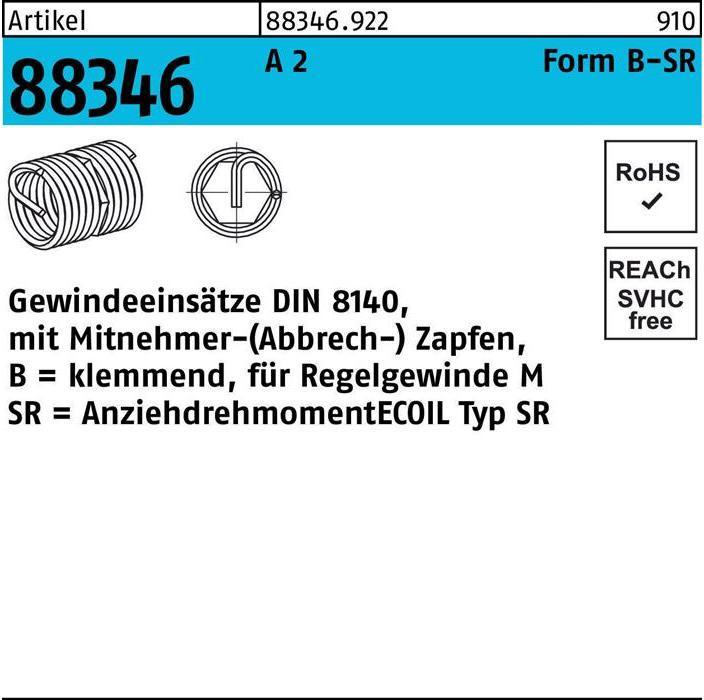 Actual product image Amecoil Thread insert R 88346 Form B-SR BM 3 x 4.5 A 2