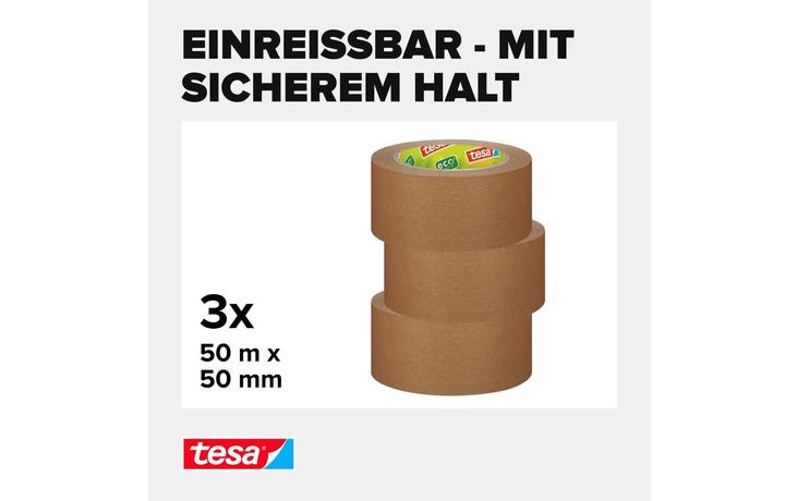 Image du produit tesa Tesapack 3x PAPER ecoLogo ruban d'emballage (50 mm)