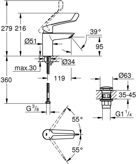 Actual product image Grohe EH-WTbatt EUROSMART 1/2inch, S-Size chrome