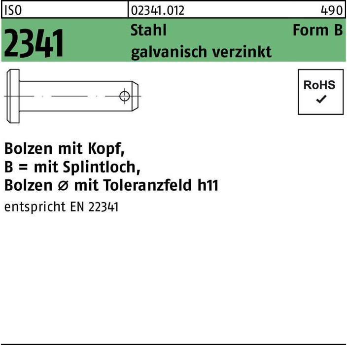 Actual product image Bolt ISO 2341 w.head/splint hole B 20 x65 x57 Steel galvanised