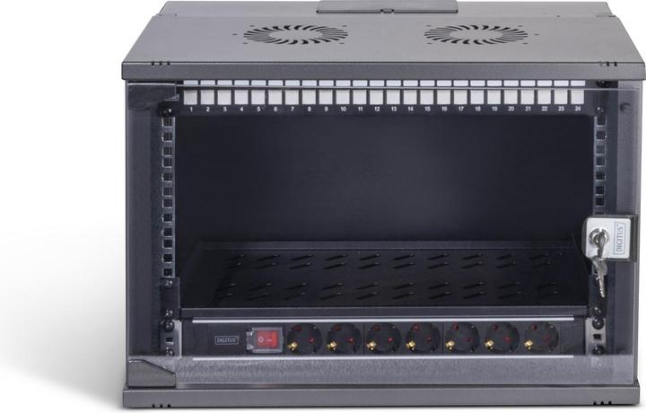 Actual product image Digitus 19" network set, 7U wall-mounted housing and accessories, black SOHO PRO version (7 RU, 19 inch rack)