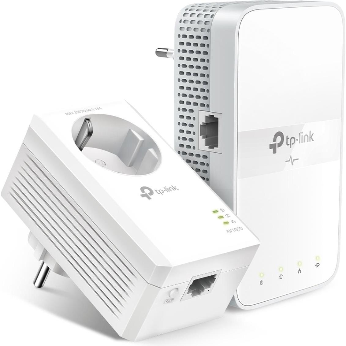 TP-Link AV1000 Kit Wi-Fi Powerline ac passante Gigabit TL-WPA7617 KIT con TL-PA7017P 10 (1200 Mbit/s), Powerline, Bianco