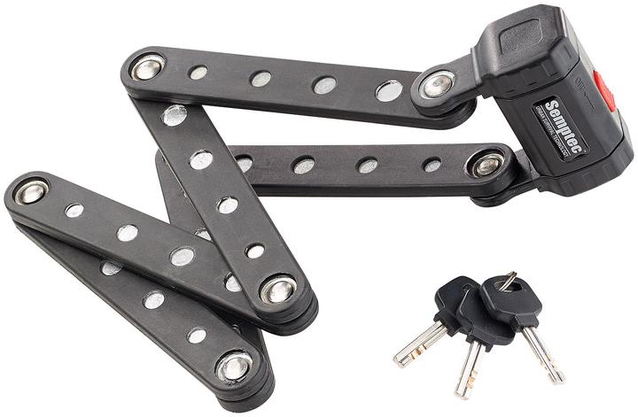 Immagine prodotto Semptec Lucchetto pieghevole per bicicletta e moto con supporto per telaio, 95 cm, acciaio da 5 mm (95 cm)