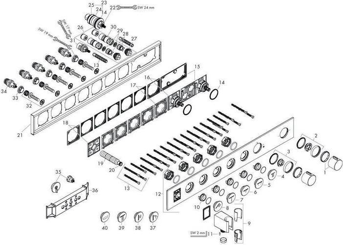 Produktbild Axor Thermostatmodul SELECT 670/90 für 5 Verbraucher Unterputz chrom