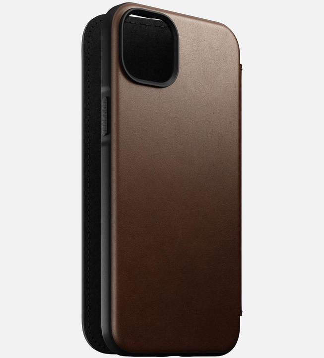Actual product image Nomad Book Cover Modern Leather Folio iPhone 14 Plus Brown (Apple iPhone 14 Pro Max)