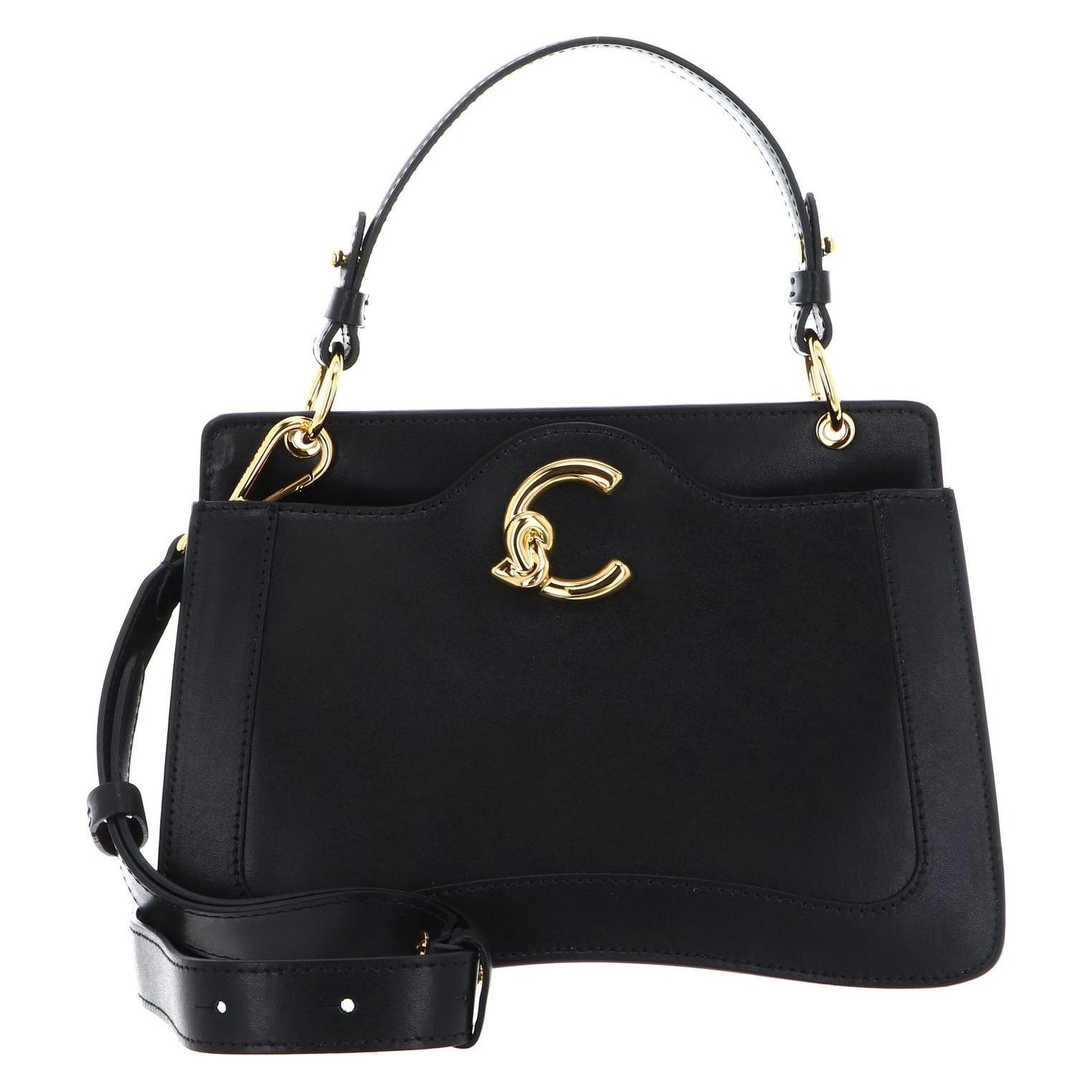 Coccinelle, Damen, Handtasche, C-Me Calf Smooth Handbag Grained Leather, Schwarz