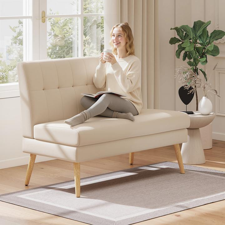 Produktbild Homcom Sofa Polyester, Kautschukholz Beige (2-Sitzer)