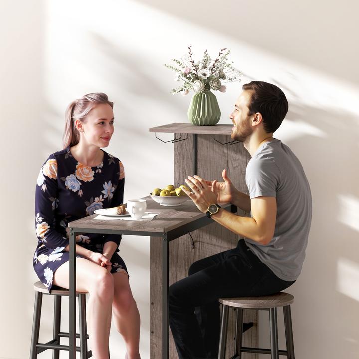 Image du produit Homcom Bartisch Set MDF, Stahl Grau (121,5 x 40 x 122 cm)