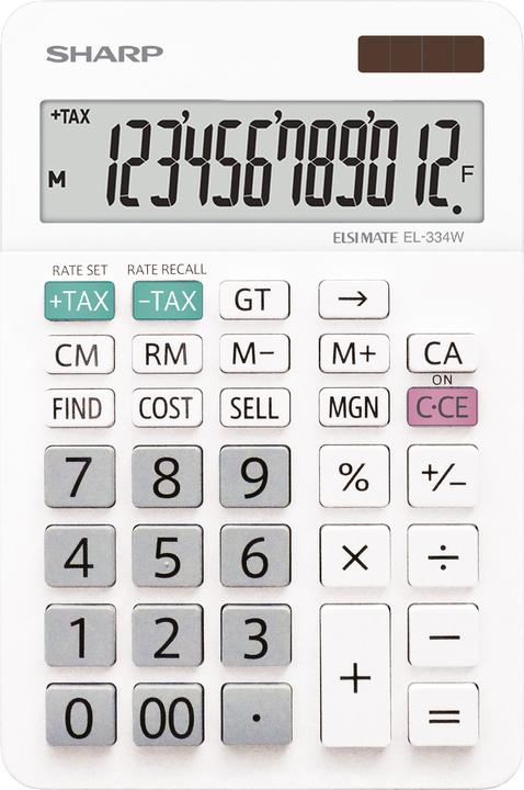 Produktbild Sharp EL-334W Tischrechner weiss (Batterien)