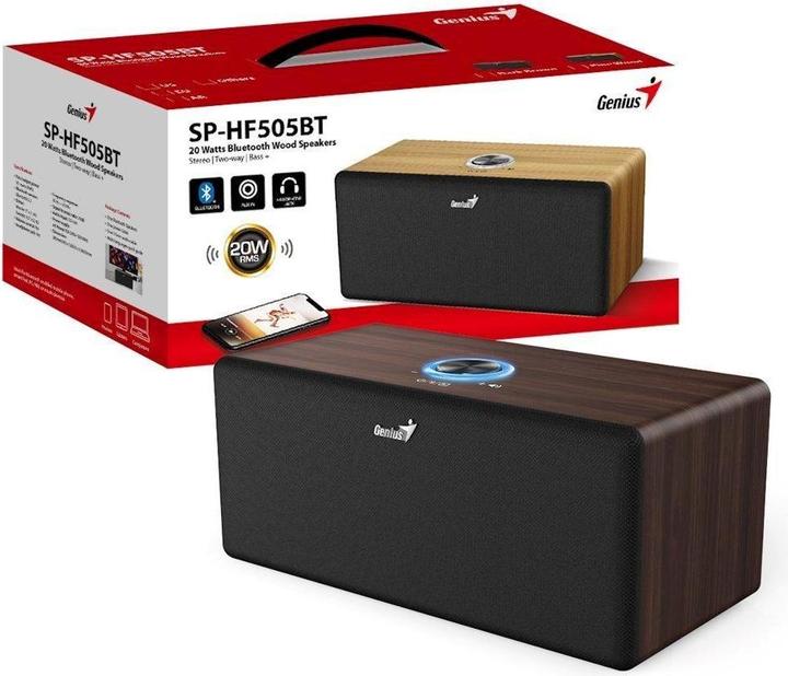 Actual product image Genius SP-HF505BT Bluetooth-Lautsprecher dunkelbraunes Holz