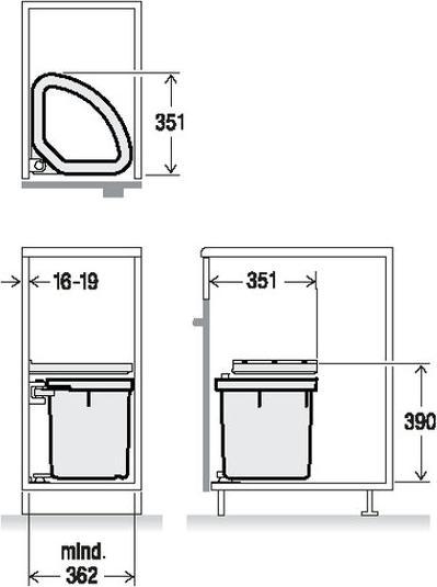 Actual product image Müllex Abfall-Schwenksystem D-LINE D40 (21 l)
