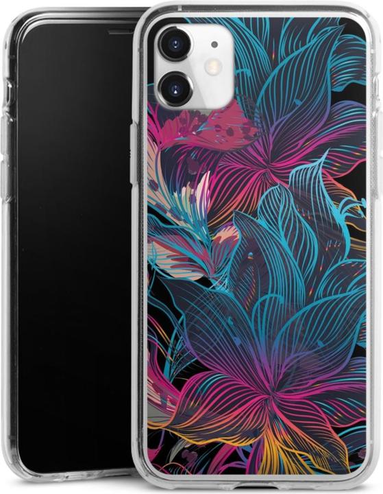 Produktbild DeinDesign Silikon Hülle für Apple iPhone 11 Handyhülle Case Smartphone Schutzhülle Blumen Neon bunt (Apple iPhone 11)