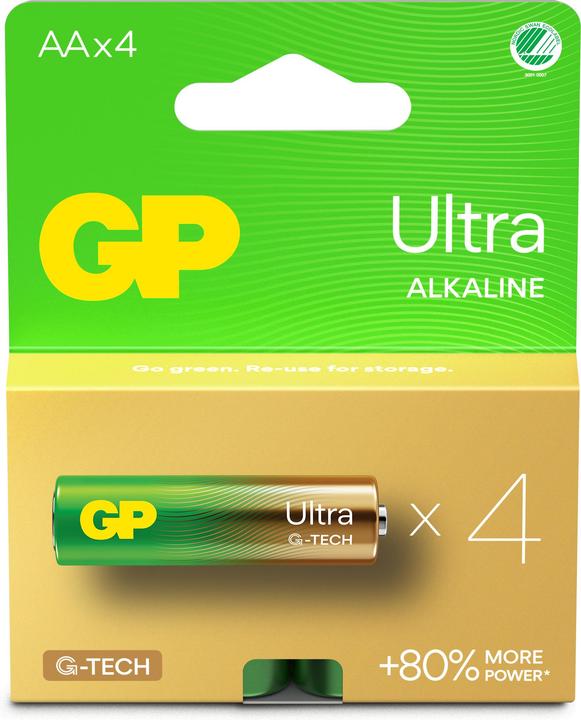 Productafbeelding GP Batteries Ultra Alkaline batterij AA Mignon 1,5V Blister van 4 (4 Pcs., AA)