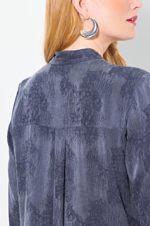 Produktbild Ulla Popken Lyocell-Kleid, Stehkragen, V-Ausschnitt, Langarm (50, 52)