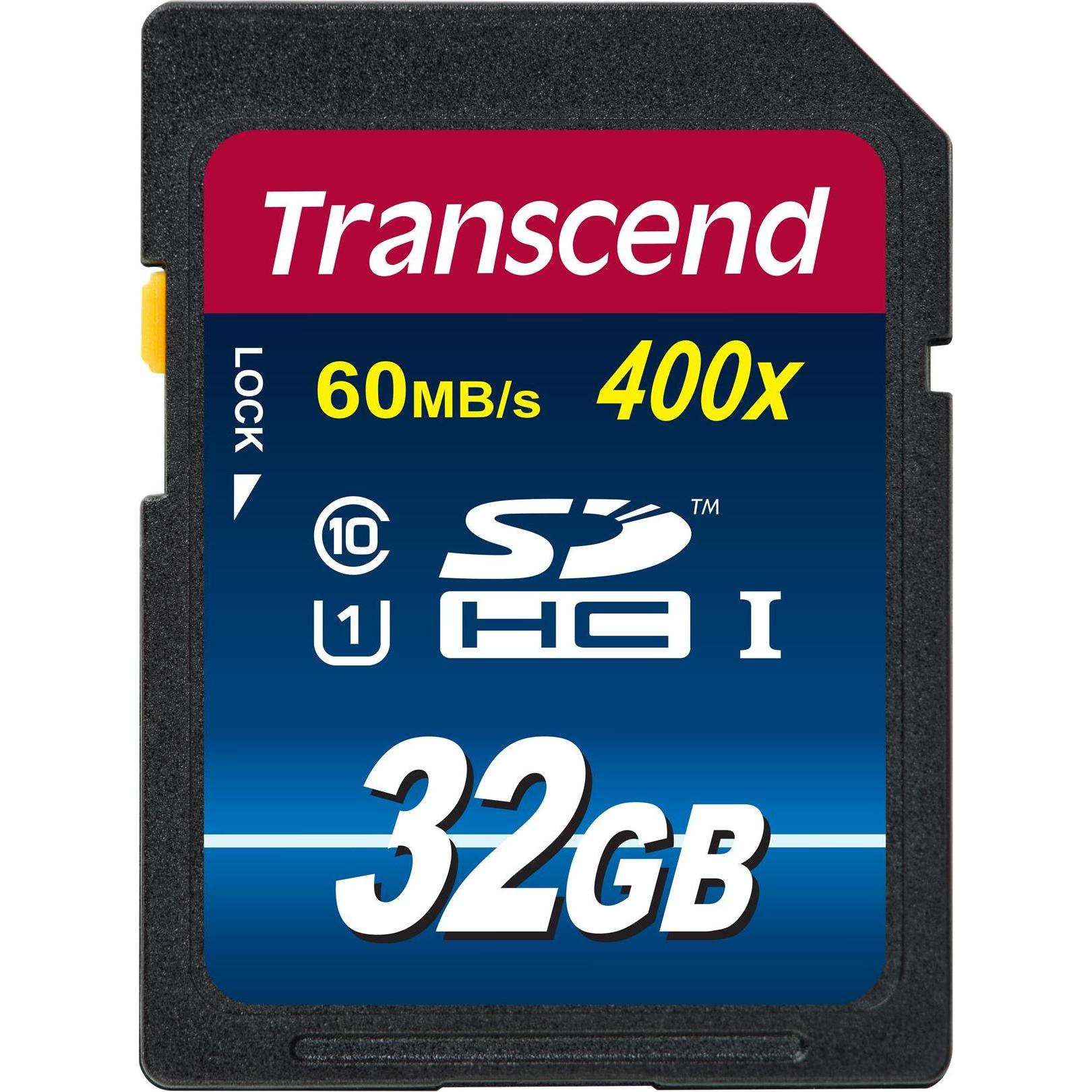 Transcend Premium 400x (32 GB, SDHC, U1, UHS-I), Speicherkarte, Schwarz