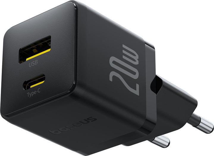 Image du produit Baseus Chargeur USB et USB-C Palm 20W UE noir (20 W, 2 ports)