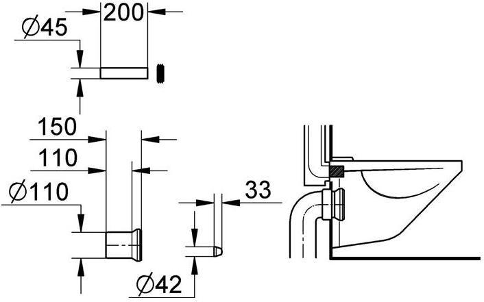 Productafbeelding Grohe WC-inlaat- en uitlaatfitting voor wandcloset zwart