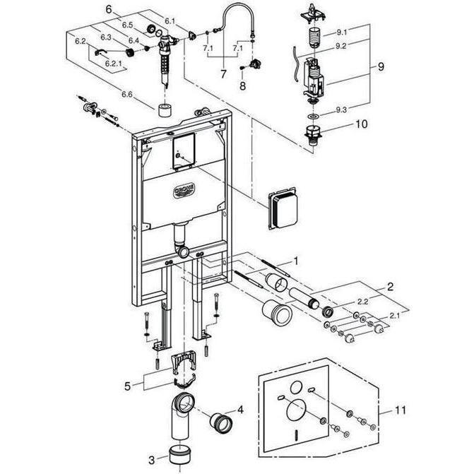 Thumbnail - Grohe, Toilette + Bidet, WC-Element RAPID SL Spülkasten 80mm Elementbreite 0,62 m